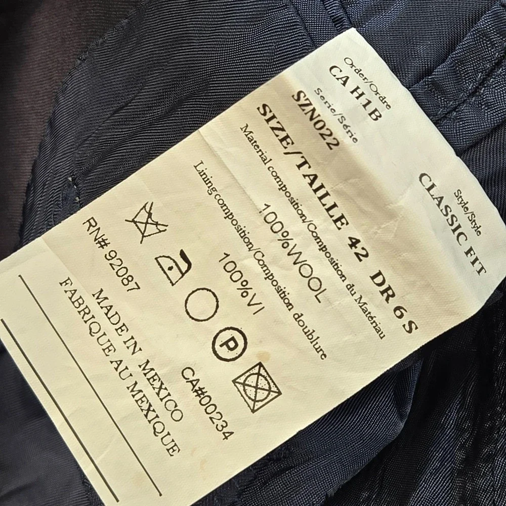 Ermenegildo Zegna Suit Jacket Mens 42 Navy Classic Fit Wool Viscose 2 Piece